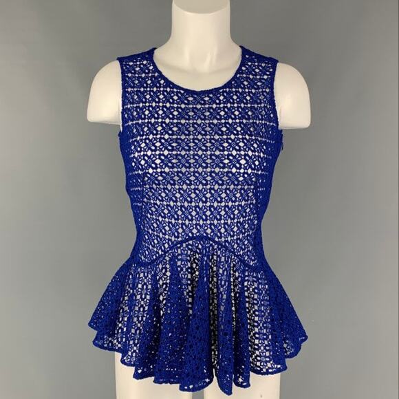 ALEXANDER MCQUEEN Size S Blue Peplum Blouse - Picture 1 of 4